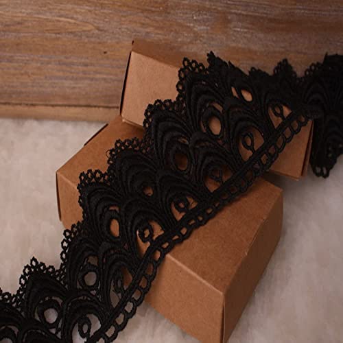 8 CM Breite Europa Die Welle muster Inelastische Stickerei Spitzenbesatz, Vorhang Tischdecke Slipcover Braut Selbermachen-Kleidung/Zubehör (3,7 Meter in einem Paket) (schwarz) von Little lane lace