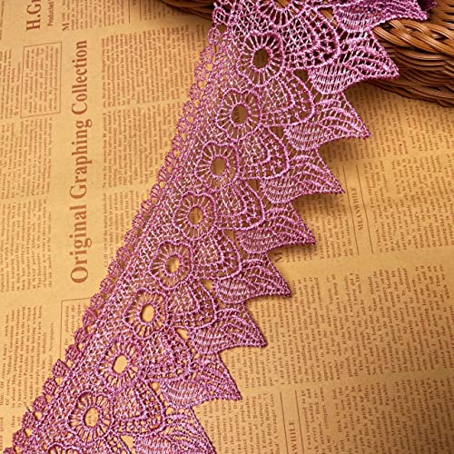 9 CM Breite Europa Kerze muster Inelastische Stickerei Spitzenbesatz, Vorhang Tischdecke Slipcover Braut Selbermachen-Kleidung/Zubehör (1,8 Meter in einem Paket)(rosa-lila) von Little lane lace