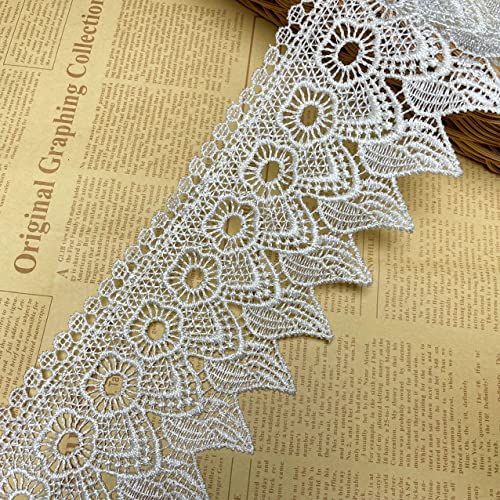 9 CM Breite Europa Kerze muster Inelastische Stickerei Spitzenbesatz, Vorhang Tischdecke Slipcover Braut Selbermachen-Kleidung/Zubehör (1,8 Meter in einem Paket) (Elfenbein) von Little lane lace