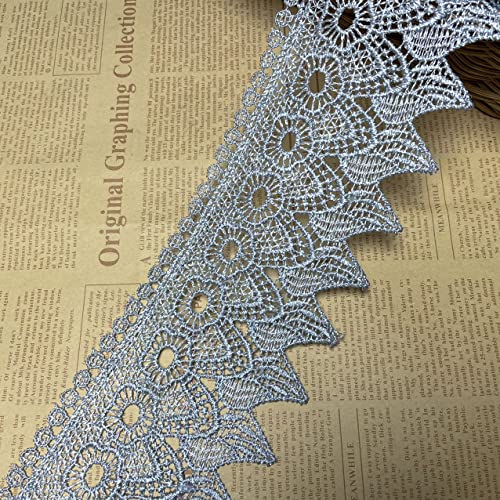 9 CM Breite Europa Kerze muster Inelastische Stickerei Spitzenbesatz, Vorhang Tischdecke Slipcover Braut Selbermachen-Kleidung/Zubehör (1,8 Meter in einem Paket) (Silber) von Little lane lace