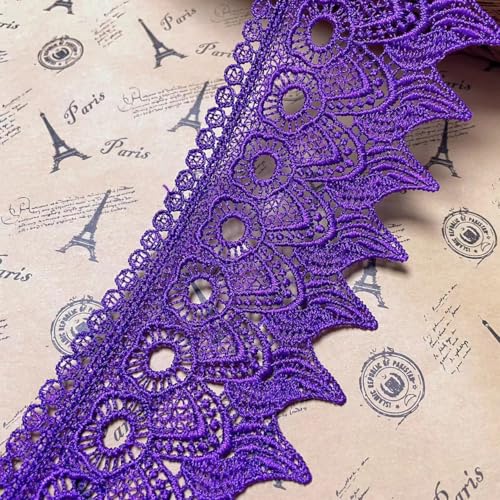 9 CM Breite Europa Kerze muster Inelastische Stickerei Spitzenbesatz, Vorhang Tischdecke Slipcover Braut Selbermachen-Kleidung/Zubehör (1,8 Meter in einem Paket) (lila) von Little lane lace