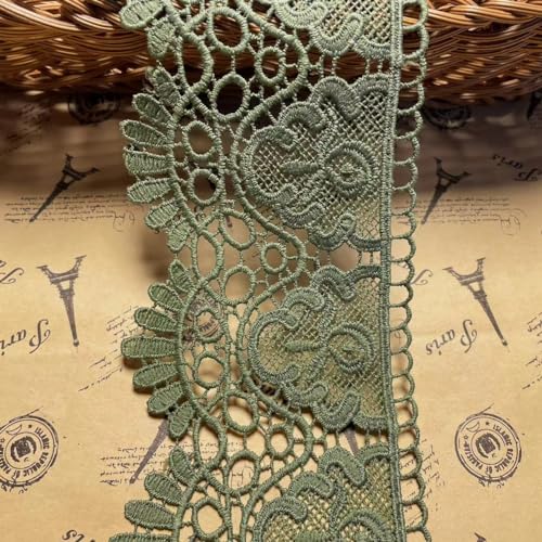 9 CM Breite Europa Krone muster Inelastische Stickerei Spitzenbesatz, Vorhang Tischdecke Slipcover Braut Selbermachen-Kleidung/Zubehör (1,8 Meter in einem Paket) (Armee grün) von Little lane lace