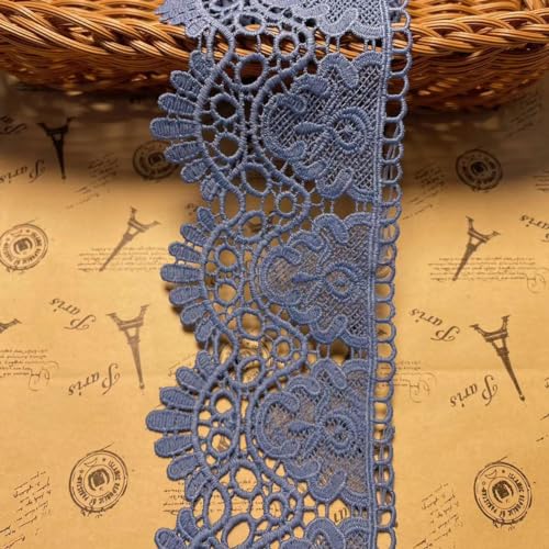 9 CM Breite Europa Krone muster Inelastische Stickerei Spitzenbesatz, Vorhang Tischdecke Slipcover Braut Selbermachen-Kleidung/Zubehör (1,8 Meter in einem Paket) (Graublau) von Little lane lace