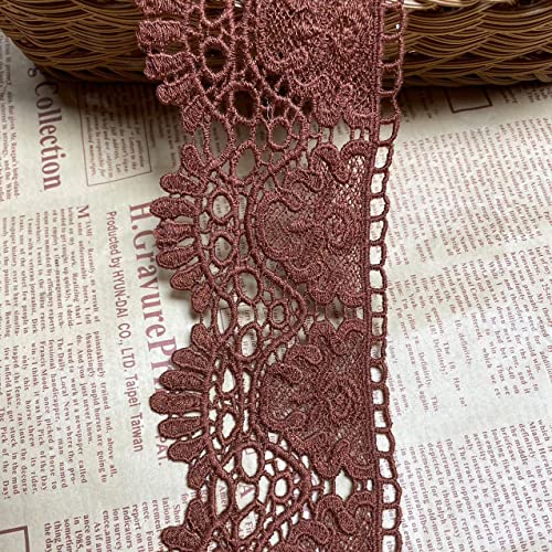 9 CM Breite Europa Krone muster Inelastische Stickerei Spitzenbesatz, Vorhang Tischdecke Slipcover Braut Selbermachen-Kleidung/Zubehör (1,8 Meter in einem Paket) (Karamell) von Little lane lace