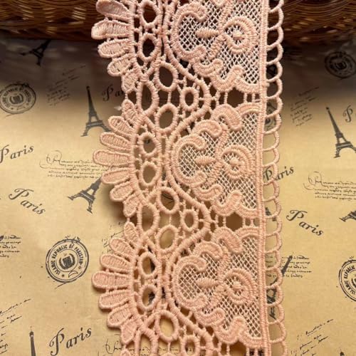 9 CM Breite Europa Krone muster Inelastische Stickerei Spitzenbesatz, Vorhang Tischdecke Slipcover Braut Selbermachen-Kleidung/Zubehör (1,8 Meter in einem Paket) (Pfirsich) von Little lane lace