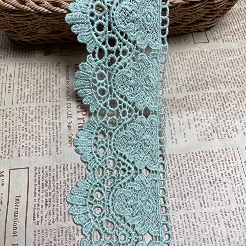 9 CM Breite Europa Krone muster Inelastische Stickerei Spitzenbesatz, Vorhang Tischdecke Slipcover Braut Selbermachen-Kleidung/Zubehör (1,8 Meter in einem Paket) (hellgrün) von Little lane lace