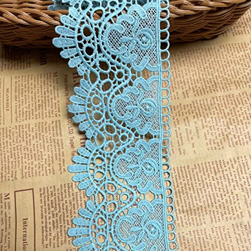 9 CM Breite Europa Krone muster Inelastische Stickerei Spitzenbesatz, Vorhang Tischdecke Slipcover Braut Selbermachen-Kleidung/Zubehör (3,7 Meter in einem Paket) (See blau) von Little lane lace