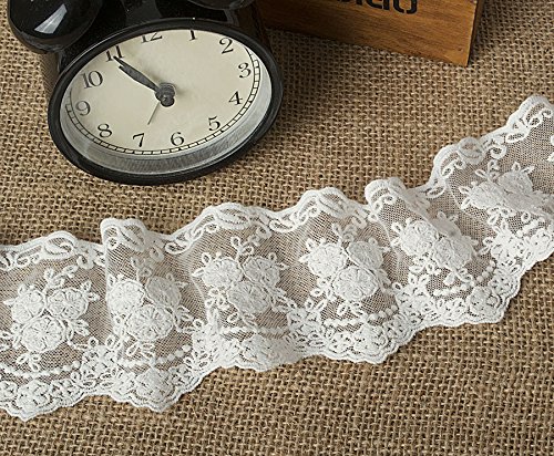 Spitzenbesatz, unelastisch, für Stickerei, Motiv "Net Crown Europe", 8 cm breit, Kleidung/Zubehör, Bridal, DIY, Abdeckung für Vorhang-Tischdecke. (2 Yards in einem Paket) (weiß) von Little lane lace