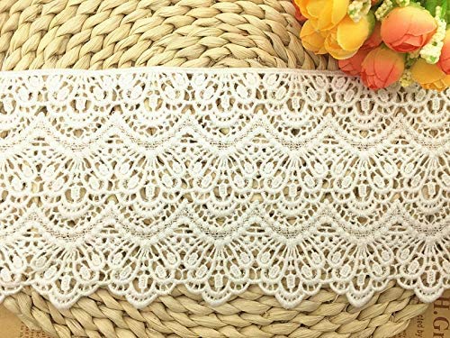 Little lane lace 14 cm Breite Europa Lange Muster Inelastische Stickerei Spitzenbesatz, Vorhang Tischdecke Slipcover Braut Selbermachen-Kleidung/Zubehör (3,7 Meter in einem Paket) (weiß) von Little lane lace