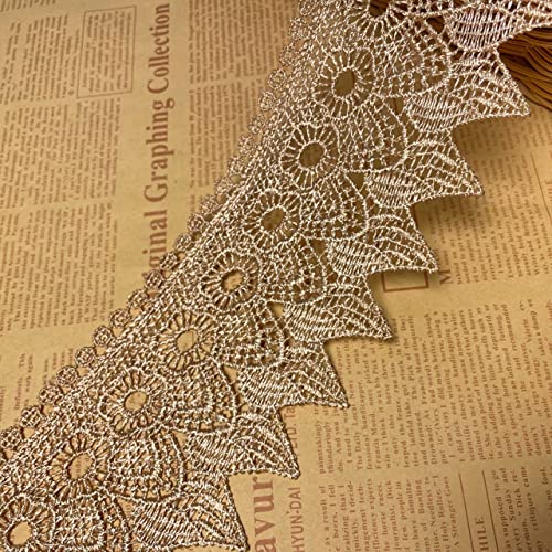 9 CM Breite Europa Kerze muster Inelastische Stickerei Spitzenbesatz, Vorhang Tischdecke Slipcover Braut Selbermachen-Kleidung/Zubehör (1,8 Meter in einem Paket) (Gold) von Little lane lace