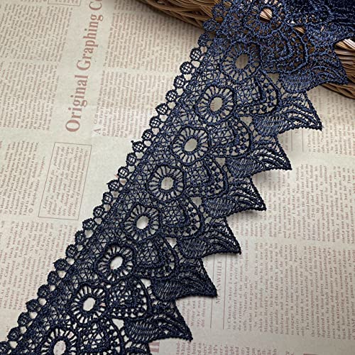 Little lane lace 9 cm Breite Europa Kerze Muster Inelastische Stickerei Spitzenbesatz, Vorhang Tischdecke Slipcover Braut Selbermachen-Kleidung/Zubehör (1,8 Meter in einem Paket) (schwarz) von Little lane lace