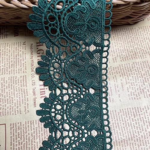 Little lane lace 9 cm Breite Europa Kronemuster Inelastische Stickerei Spitzenbesatz, Vorhang Tischdecke Slipcover Braut Selbermachen-Kleidung/Zubehör (3,7 Meter in einem Paket) (schwarz-grün) von Little lane lace