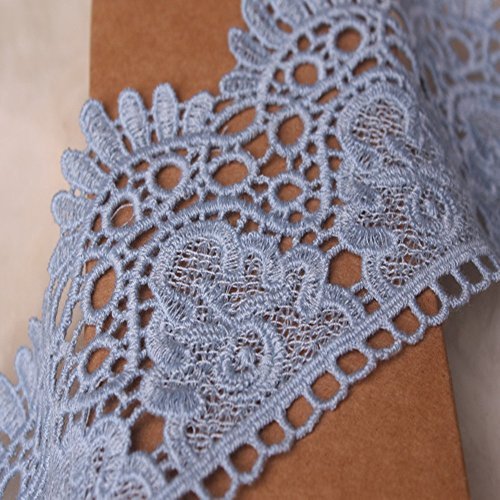 Spitze, Muster: europäische Krone, unelastischer Spitzenbesatz, 9 cm breit, ca. 3,7 m pro Packung, für Vorhänge, Schonbezüge, Brautschmuck, Kleidung, Accessoires hellblau von Little lane lace