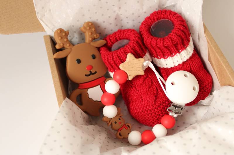 Weihnachten Baby-Geschenk-Box Personalisiertes Baby-Geschenk-Set Rentier-Baby-Geschenk Weihnachtsbaby-Booties Mein 1.weihnachtsgeschenk-Set von LittleDuckyuk