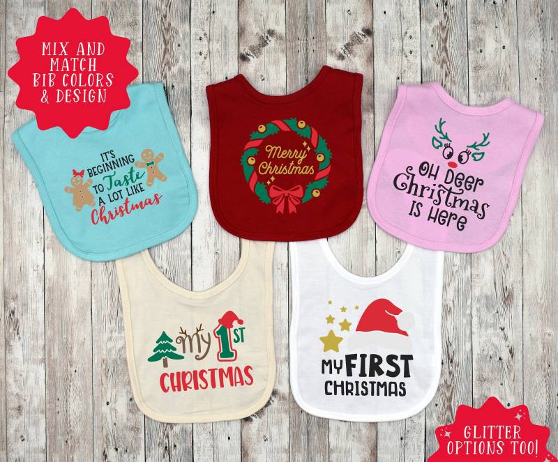 Weihnachtslätzchen - Baby Es First Christmas Und Kleinkind Bibs Drool Lätzchen von LittleSnuggleShop