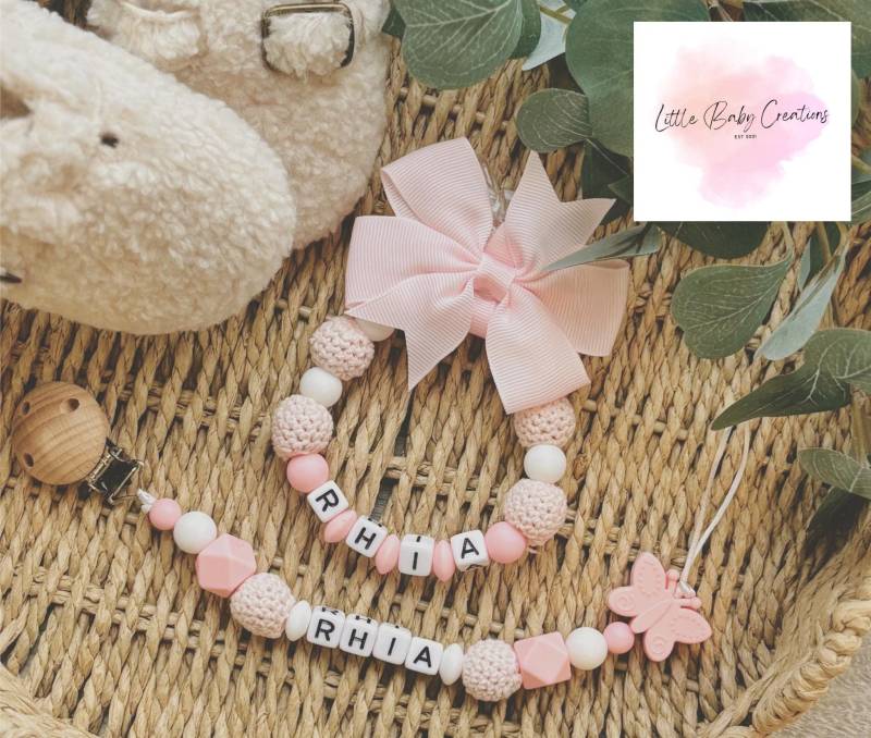 Personalisierte Schnullerkette Baby-Geschenke | Kinderwagenanhänger |Mam Schnuller Mädchen Kleiner Junge Schnullerhalter von Littlebabycreation