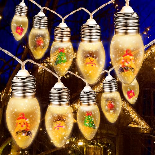 Weihnachtsbeleuchtung 20 LED Weihnachtsbaum Schneekugel Lichter bruchsicher Glühbirnen batteriebetriebene Lichter mit Fernbedienung Timer, String Lichter innen für Schlafzimmer Veranda Garten Party von Littleboyny