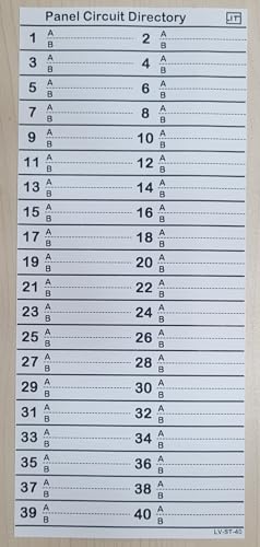 LV Sicherungskasten, Leitungsschutzschalter, Verzeichnisetiketten für alle Schalttafel/Lastzentren (Standard 40 Stromkreise, 3 Stück) von Littversions