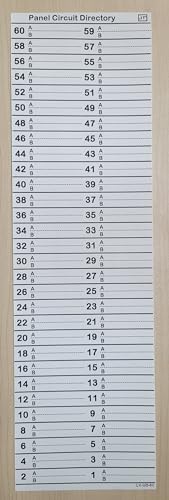 LV Sicherungskasten, Leitungsschutzschalter, Verzeichnisetiketten für alle Schalttafel/Lastzentren (umgekehrte 60 Stromkreise, 2 Stück) von Littversions