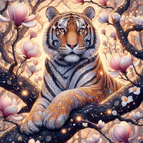 5D Blumentiger Diamond Painting Kits,DIY Square 30x30cm Diamant Malerei Full Drill Set,Tierlandschaft Diamant Painting Bilder Cross Stickerei Diamant Arts Craft für Home Wand Dekoration von Lituor