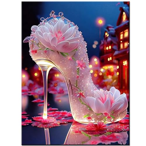 5D Diamond Painting Set,DIY Traumprinzessin-Schuhe Diamant Painting Bilder für Erwachsene Kinder,Vollbohrer Cross Stickerei Diamant Malerei Kits für Wohnzimmer Büro Wand Dekor Rundbohrer,30x50cm von Lituor