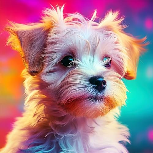 5D Haustier Hund Diamond Painting Kits,DIY Square 40x40cm Diamant Malerei Full Drill Set,Buntes Tier Diamant Painting Bilder Cross Stickerei Diamant Arts Craft für Home Wand Dekoration von Lituor