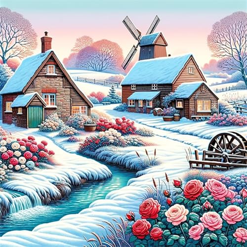 5D Winterlandschaft Diamond Painting Kits,DIY Square 40x40cm Diamant Malerei Full Drill Set,Landschaft Diamant Painting Bilder Cross Stickerei Diamant Arts Craft für Home Wand Dekoration von Lituor