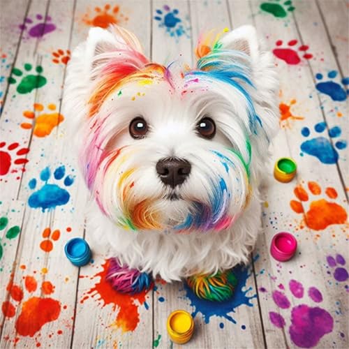 Gekritzel, Hunde Diamond Painting Kits für Erwachsene,5D Bunt Diamond Painting Kits Round Full Drill DIY Diamond Painting Kits für Anfänger Diamond Art Kreuzstich Malerei Home Dekor von Lituor