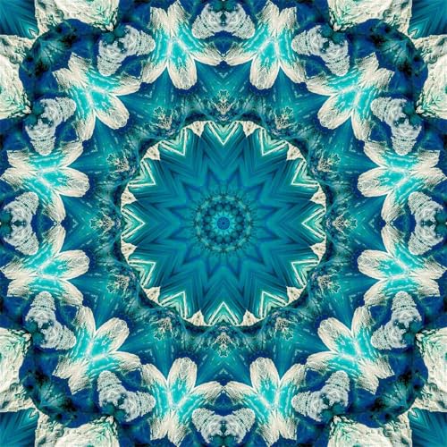 Lituor Blaues Mandala Diamond Painting Erwachsene,5D Abstrakte Blume Diamant Painting Bilder Anfänger DIY Runder Vollbohrer Stickerei Kreuzstich Diamanten Malerei Geschenke Home Wand Dekor 100x100cm von Lituor