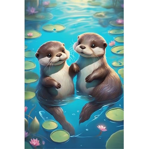 Lituor Otter Tier Diamond Painting Set,5D Groß Diamant Painting Bilder für Erwachsene DIY Vierkant Diamant Kunst Malerei Süßer Seeotter Full Stickerei Kreuzstich Bilder für Wohnzimmer Dekor 50x100cm von Lituor