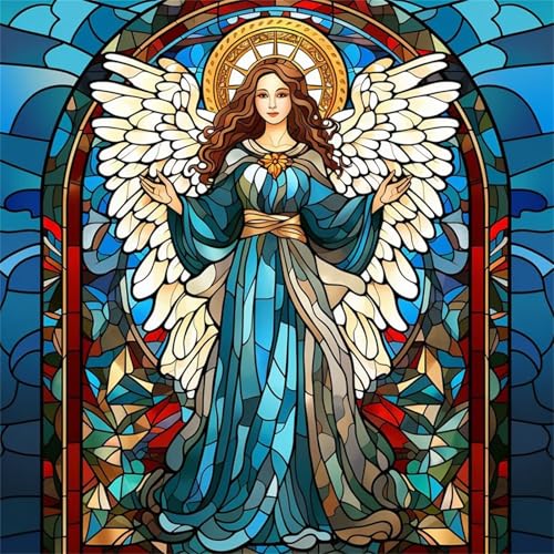 Lituor Religiöse Frauen Diamond Painting Erwachsene,5D Engel Diamant Painting Bilder Anfänger DIY Runder Vollbohrer Stickerei Kreuzstich Diamanten Malerei Geschenke Home Wand Dekor 100x100cm von Lituor