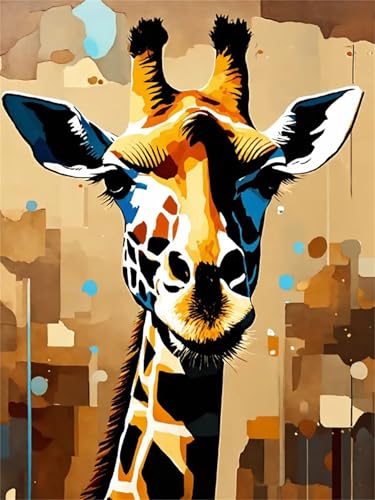 Lituor Tier Giraffe Malen nach Zahlen für Erwachsene,DIY Handgemalt Ölgemälde-Set auf Leinwand mit Pinseln und Acrylpigment für Kinder Anfänger Kunst für Heimdekoration Geschenk mit Rahmen,60x75cm von Lituor