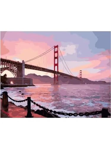 Malen nach Zahlen Erwachsene,Golden Gate Bridge,40x50cm Malen Nach Zahlen Set für Kinder Anfänger DIY Digital Ölgemälde Kits auf Leinwand mit Pinseln und Acrylpigment(mit Rahmen) von Lituor