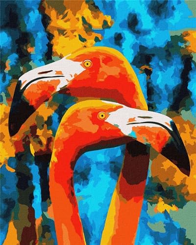 Malen nach Zahlen Erwachsene,Orangefarbener Flamingo Malen Nach Zahlen für Kinder Anfänger DIY Digital Ölgemälde Kits auf Leinwand mit Pinseln und Acryl Pigment ohne Rahmen für Home Wall Decor 30x40cm von Lituor