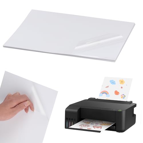 20 Blätt Stickerpapier zum Bedrucken A4 Aufkleber Papier zum Drucken, Selbstklebende Vinyl Aufkleberfolien, Transparent Bedruckbar Klebefolien Druckerpapier für Tintenstrahldrucker Laserdrucker von LiuHancsqd