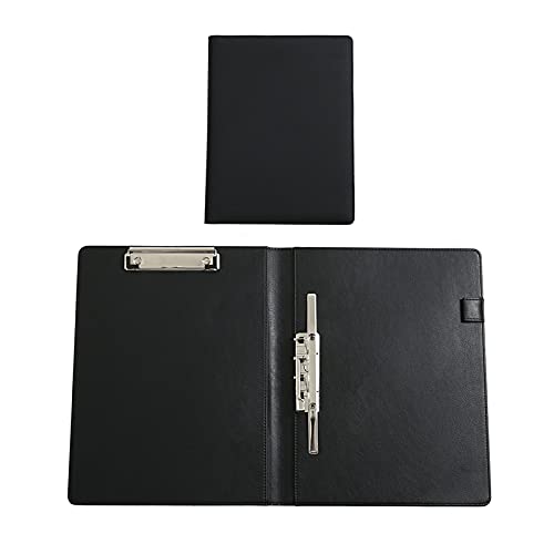 Liudan Klemmbrett 2 Packungen A4 Faltende Abdeckungsordner mit doppelten Ordnern Multifunktionsbinder-Schreibbrett mit Stifthalter für Schule, Büro, Geschäft Klemmbrett Mappe (Color : Black) von Liudan