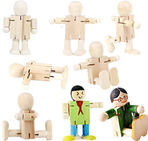 Liuer 8PCS Figuren Holzfiguren, Dekoration DIY Figuren Deko zum Basteln Holz Puppen Holzpuppen zum Bemalen Kegel Figurenkegel Holzkegel Handwerk Tischdeko Hochzeits Baum Anhänger(Einstellbar Form) von Liuer