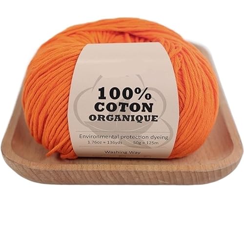 12 Stück 100% Bio-Baumwollgarn, Häkel-/Strickgarn for Anfänger und Fortgeschrittene, weiches Baumwollgarn for Häkeln(Orange) von LiuliuBull