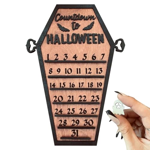 Halloween Adventskalender 2023 Holz Halloween Countdown -Kalender mit bewegender Block DIY Holiday Ornament Gift Familie Halloween Dekor, Halloween von Liummrcy