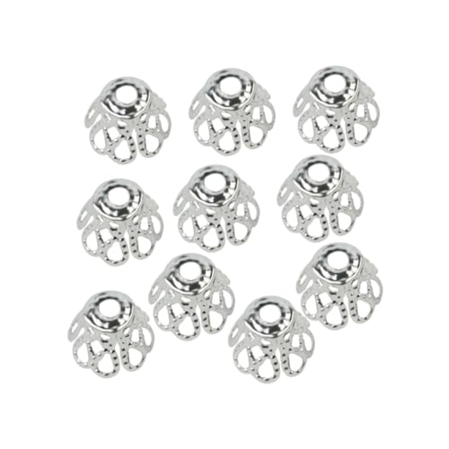 Jewellery Making, 100 PCs Blumenperlenkappen Filigran Korb Perle End hohl Blütenperlen Endkappen für Schmuck, die Antiquitäten 7mm Silber machen von Liummrcy