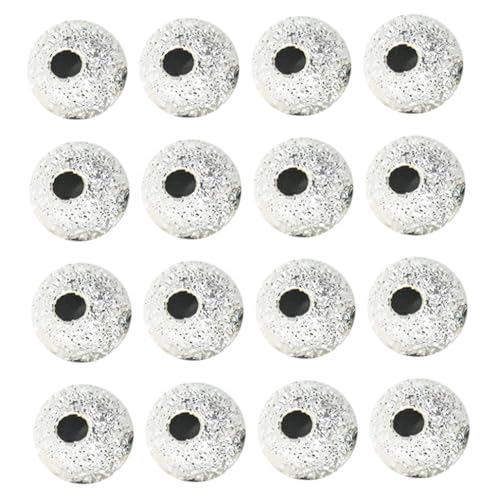 Jewellery Making, 8 mm silberisch plattierte Abstandshalterperlen Glitzer Folie Look -Runden -Perlenperlen mit Loch für Bastelschmuck - 50pcs von Liummrcy