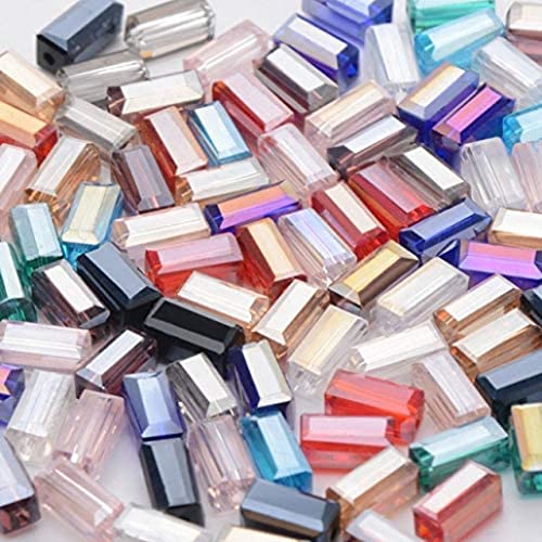 Jewellery Making, Calvas Rechteck österreichische Kristallperlen 100pcs Langes quadratisches Glas -Glas -Lose Perlen für Schmuck Armband DIY - (Farbe: gemischte Farbe) 5 * 8mm von Liummrcy