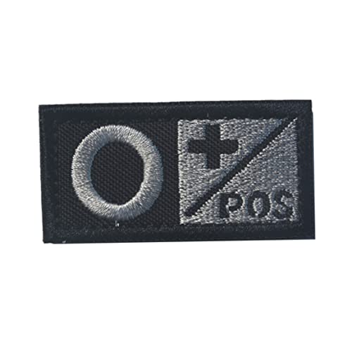 Blutgruppe O POS -Abzeichen Haltbarer Nylon gestickt Moral Military Badge Applizes Dekorative Flecken für die schwarze Blutgruppe im Freien, Armband Moral Patch, bestickter Abzeichen, Nylon von Liummrcy