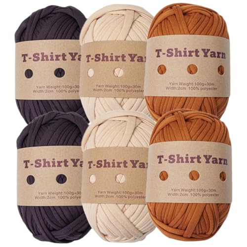 Nähbedarf, Häkelgarn 6 Stück dickes Strickgarn Set 33 Yards TShirt Garn 100g elastisches klobiges Garn für Taschen werfen Decke Häkelteppich Home Decor von Liummrcy