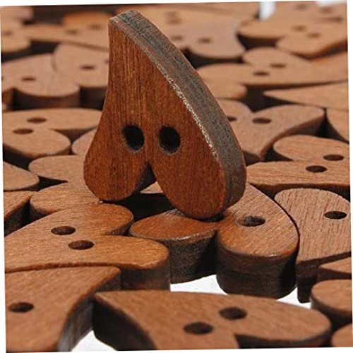 Nähbedarf, Holzherzen, hölzerne Herzknöpfe, 100 Stcs braune Holznähte Herzform -Knopf Bastel Scrapbooking 20 mm für Kleidungszubehör, Herzformknöpfe von Liummrcy