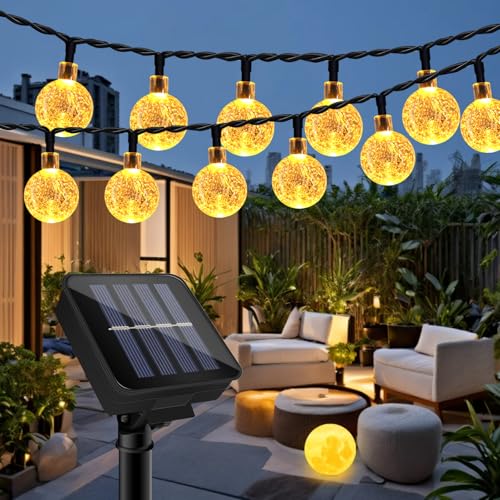 Wasserdichte Solar-Kettenlichter für Den Außenbereich, 10 M, 40 LEDs, 8 Modi Ketten-Kristallkugellampe, Dekoration, Geeignet für Garten, Terrasse, Pavillon, Party, Zaun, Weihnachten (Warmweiß) von Liuyife