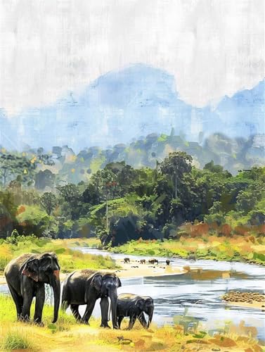 Malen Nach Zahlen Erwachsene Elefant Malen Nach Zahlen Landschaft, DIY Hand Painted Oil Painting Canvas Kits with Brushes-Acrylic Paints, Paint by NumbersBeginners, Geschenke für Frauen 70x90cm Q1-853 Malen Nach Zahlen Erwachsene Elefant Malen Nach Zahlen Landschaft, DIY Hand Painted Oil Painting Canvas Kits with Brushes-Acrylic Paints, Paint by NumbersBeginners, Geschenke für Frauen 70x90cm Q1-853 von Liuzhbnn