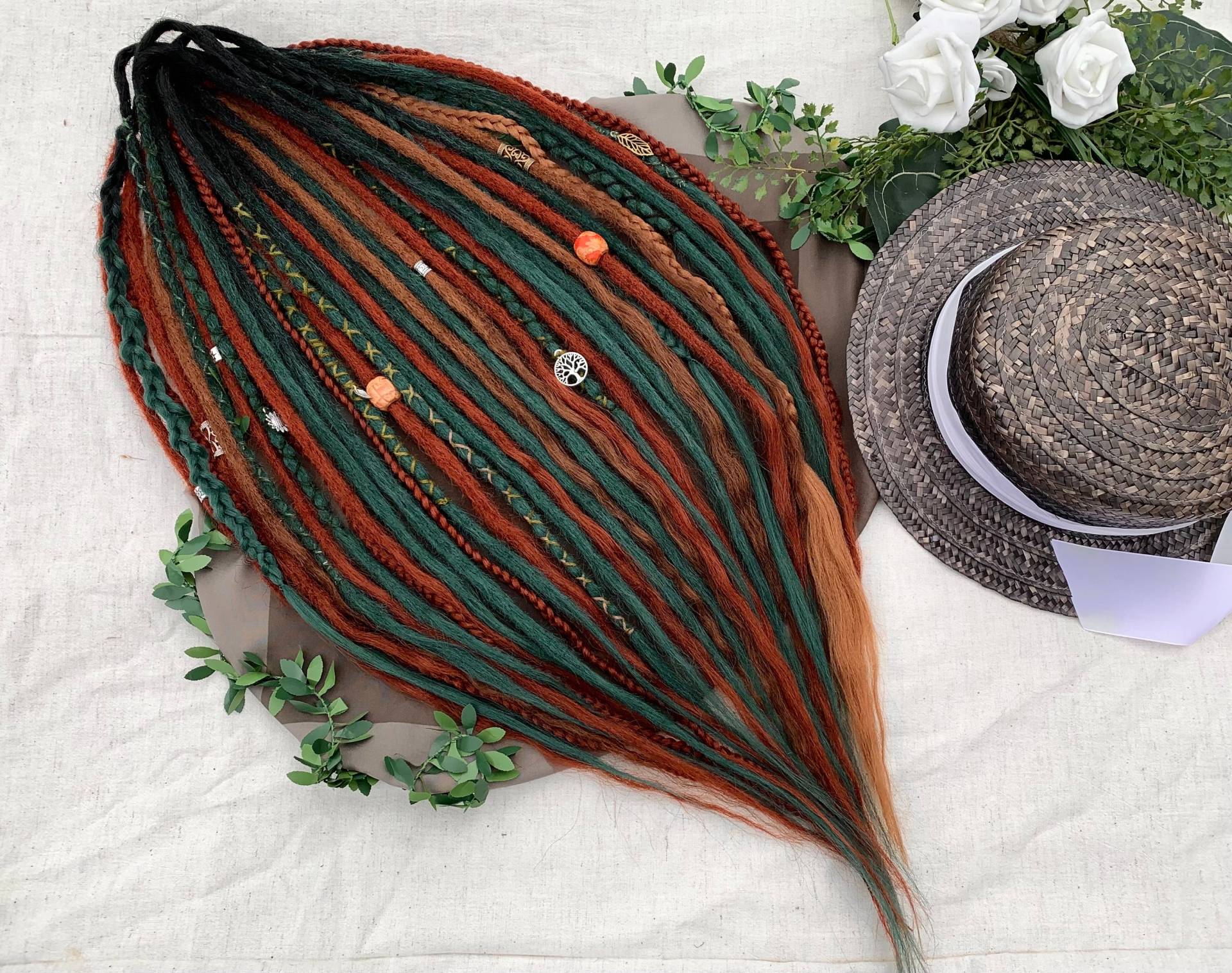 Celtic Herbalist | Handmade Custom Made Dreadlocks Extensions Synthetic Or Wool Dreads Partial Full Blonde Honey Red Wine Copper von LivanaDreadart