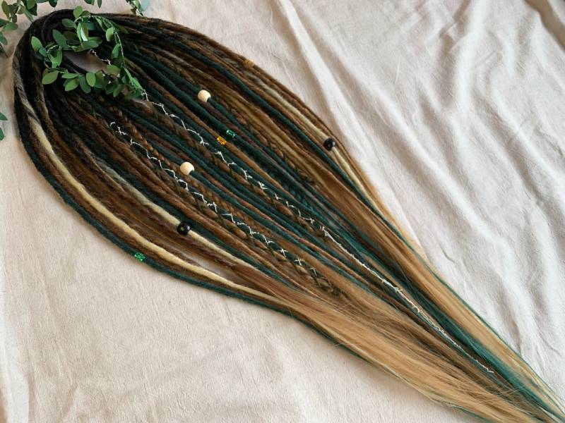 Deep Forest | Smooth Custom Made Dreadlocks Extensions Synthetic Dreads Partial Or Full Set |Brown Blond Lightblond Seagreen Black Ombre von LivanaDreadart