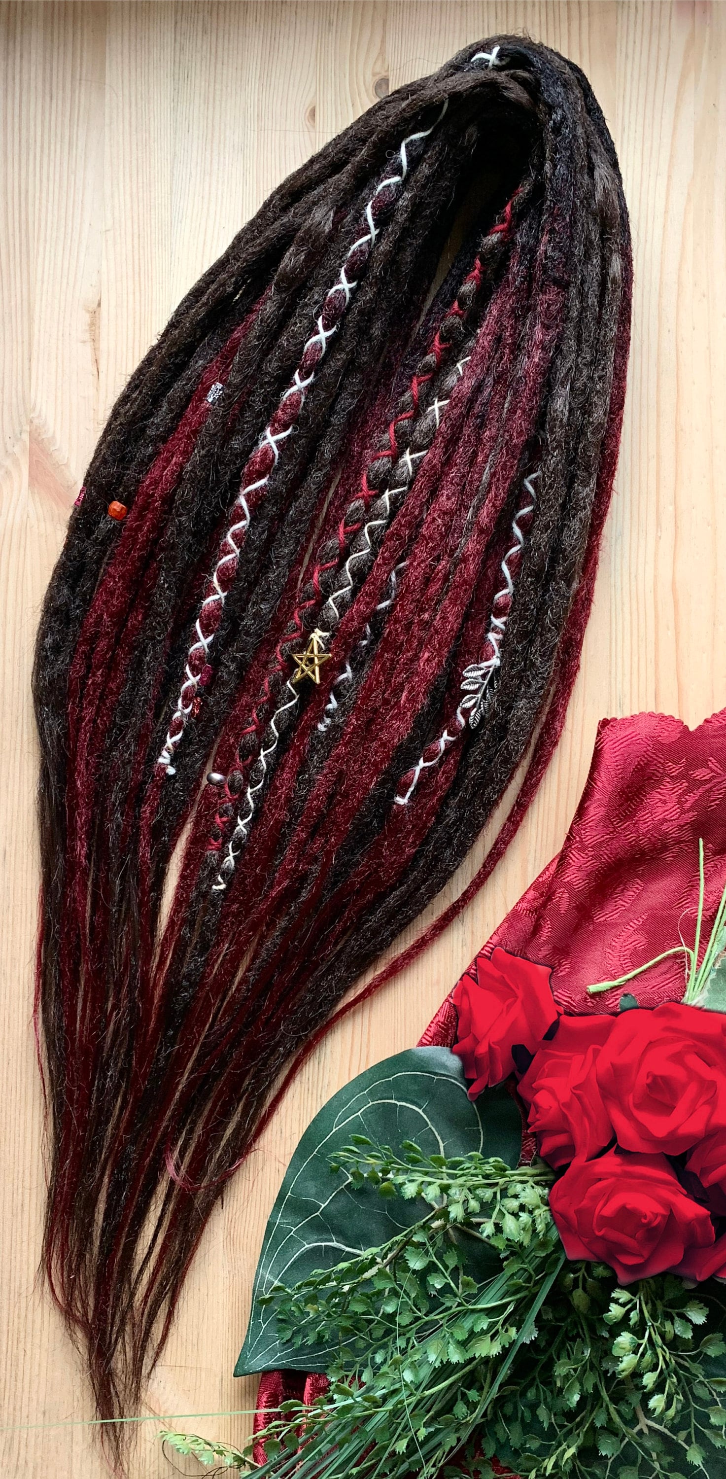 Rose Thorn | Custom Made Dreadlocks Extensions Crochet Synthetic Dreads Black Brown Red Wine Dark Darkbrown Darkred Winered von LivanaDreadart